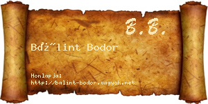 Bálint Bodor névjegykártya